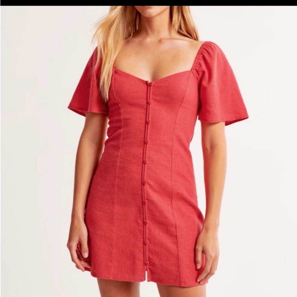 Womens Abercrombie & Fitch Red Linen Mini Dress Size small T